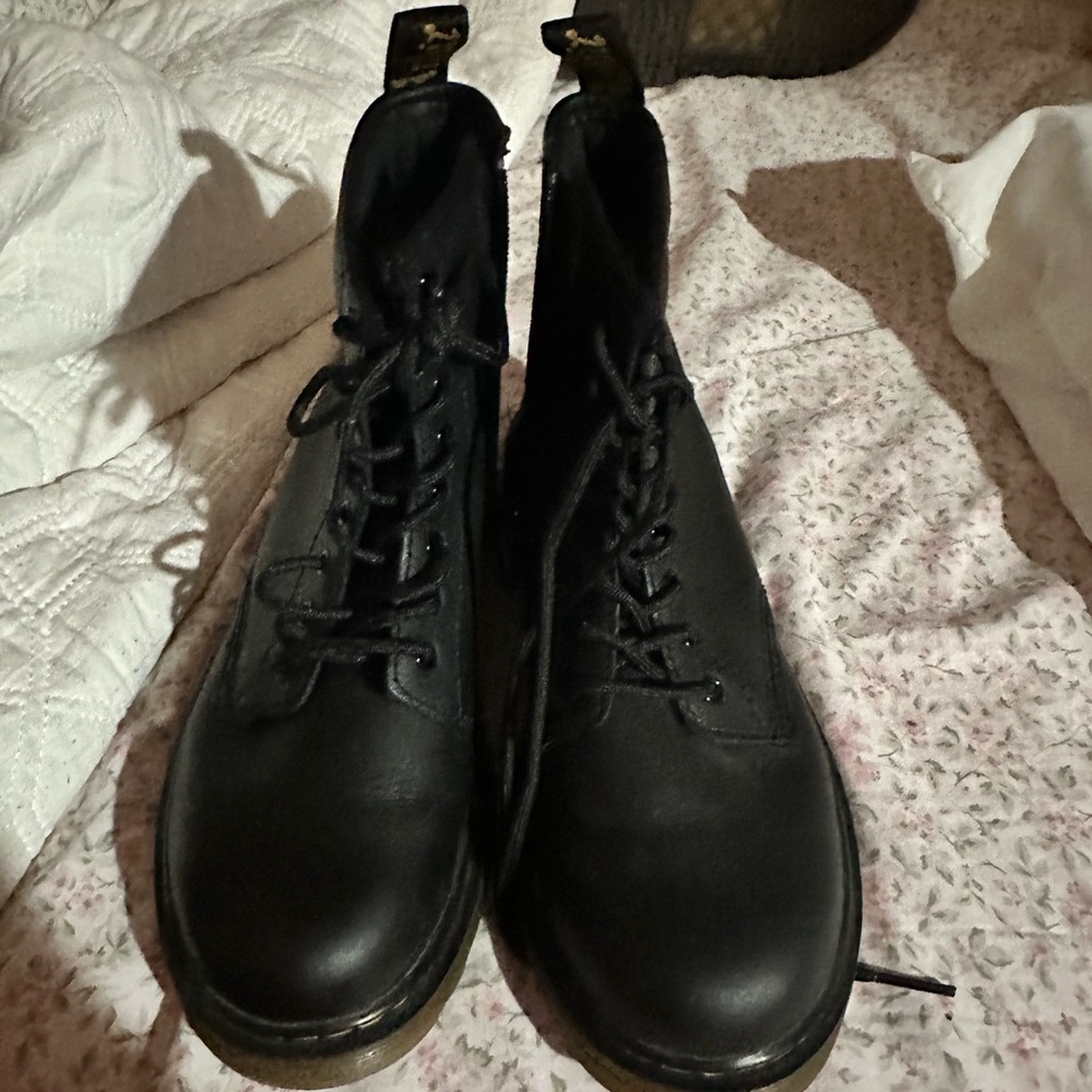 Black Leather Lace-Up Boots